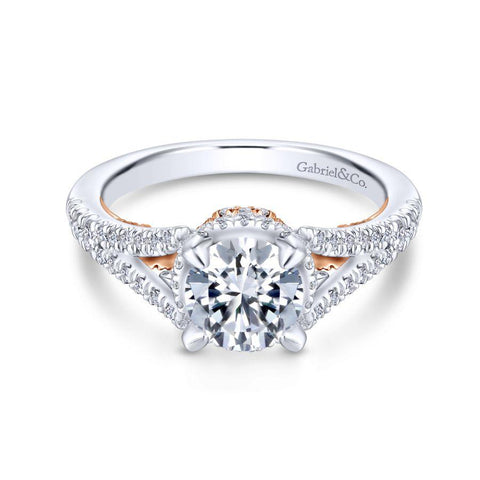 Gabriel Infinity Collection White Gold Split Shank Engagement Ring (0.69 CTW)