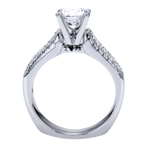 Gabriel Bridal Collection White Gold Double Diamond Accent European Shank Diamond Engagement Ring (0.52 ctw)
