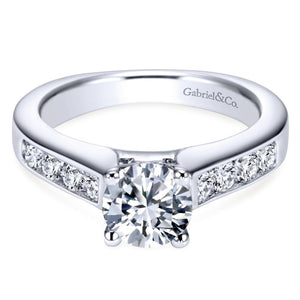 Gabriel Bridal Collection White Gold Diamond Straight Channel Engagement Ring with European Shank (0.51 ctw)