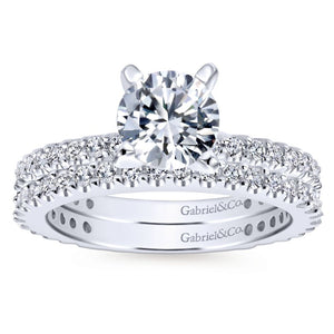 Gabriel Bridal Collection White Gold Petite Diamond Accent Diamond Engagement Ring with Straight Band (0.38 ctw)