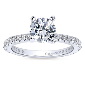 Gabriel Bridal Collection White Gold Petite Diamond Accent Diamond Engagement Ring with Straight Band (0.38 ctw)