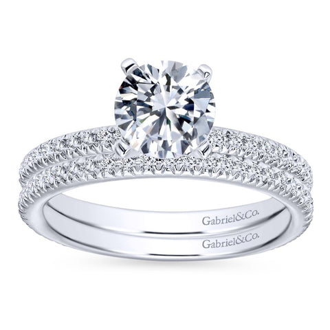 Gabriel Bridal Collection White Gold Petite Diamond Accent Diamond Engagement Ring with Straight Band (0.17 ctw)