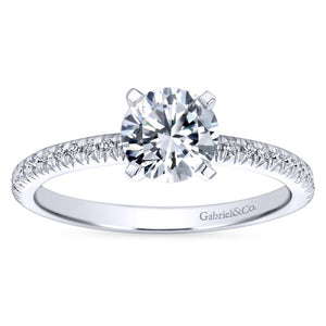 Gabriel Bridal Collection White Gold Petite Diamond Accent Diamond Engagement Ring with Straight Band (0.17 ctw)