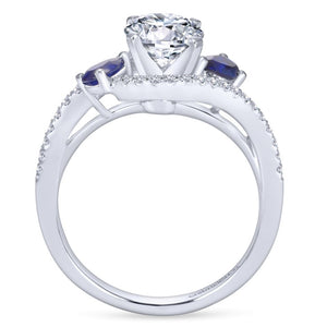Gabriel Bridal Collection White Gold Diamond Diamond Accent And Sapphire Bypass Engagement Ring (0.2 ctw)