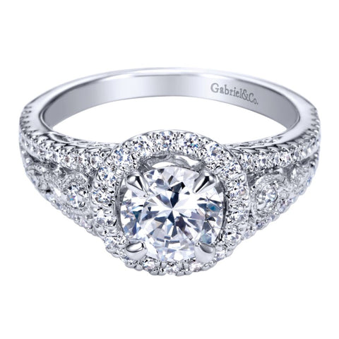 Gabriel Bridal Collection White Gold Halo Engagement Ring (0.48 ctw)