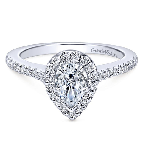 Gabriel Bridal Collection White Gold Diamond Diamond Accent Pear Shape Halo Engagement Ring (0.32 ctw)