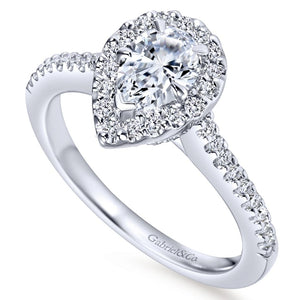 Gabriel Bridal Collection White Gold Diamond Diamond Accent Pear Shape Halo Engagement Ring (0.32 ctw)