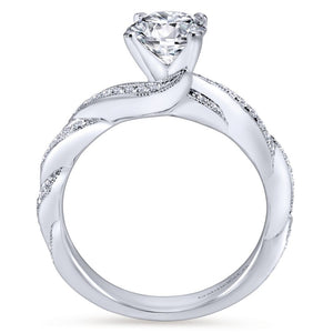 Gabriel Bridal Collection White Gold Diamond Milgrain Diamond Accent Criss Cross Engagement Ring (0.29 ctw)