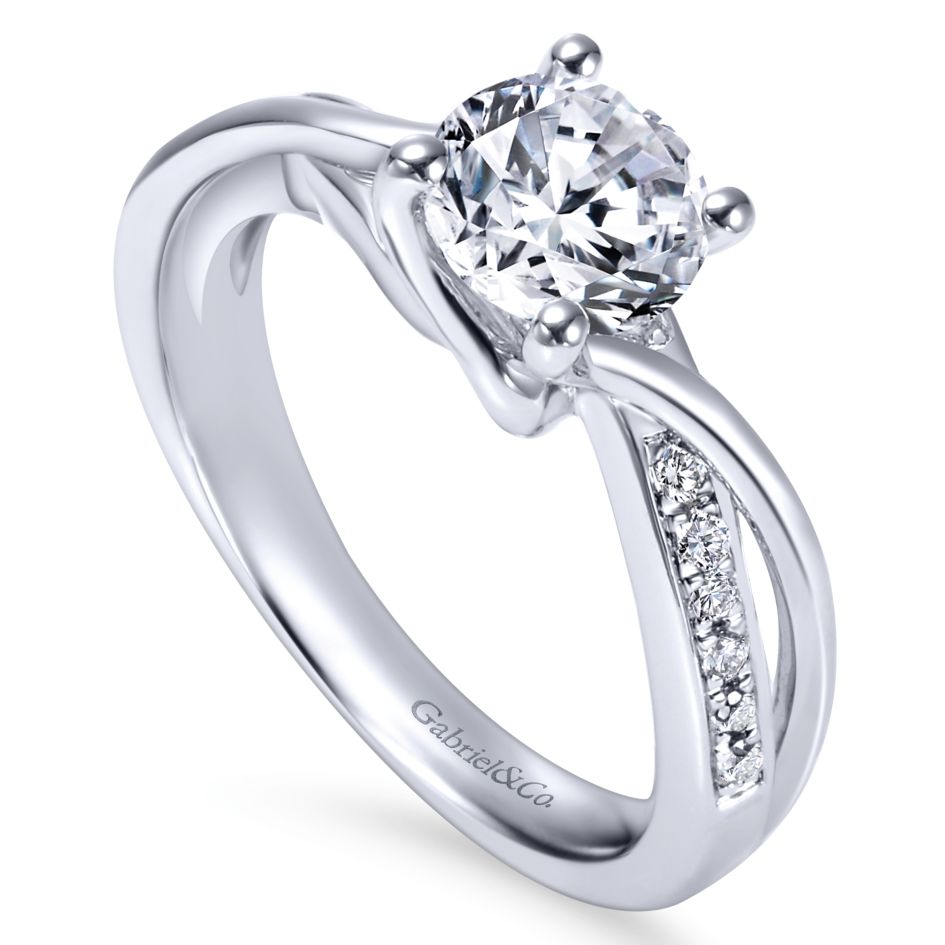 Gabriel Bridal Collection White Gold Diamond Accent Diamond Bypass Eng