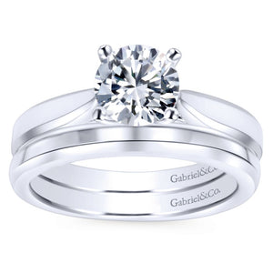 Gabriel Bridal Collection White Gold Round Solitaire Engagement Ring with Trellis Setting