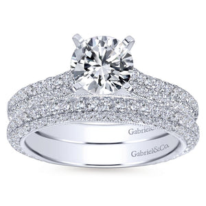 Gabriel Bridal Collection White Gold Diamond Straight MicroDiamond Accent Engagement Ring (0.89 ctw)
