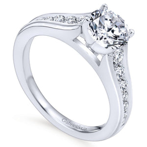 Gabriel Bridal Collection White Gold Graduating Diamond Accent Diamond Engagement Ring with Cathedral Setting (0.49 ctw)