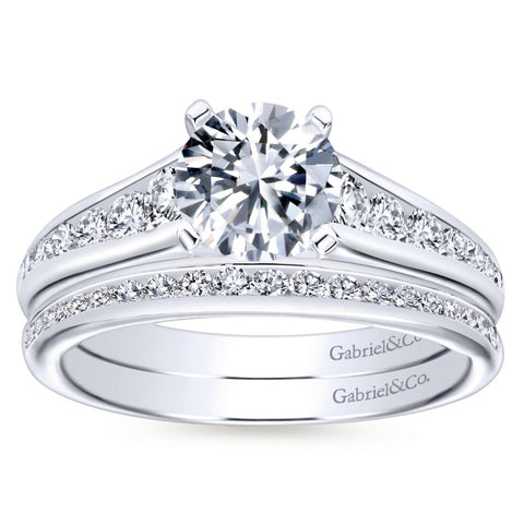 Gabriel Bridal Collection White Gold Graduating Diamond Accent Diamond Engagement Ring with Cathedral Setting (0.49 ctw)