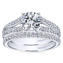 Load image into Gallery viewer, Gabriel Bridal Collection White Gold Diamond Accent Split Shank Diamond Engagement Ring with Round Center (0.4 ctw)