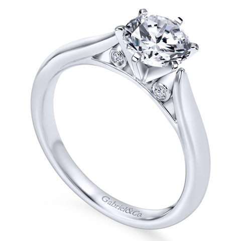 Gabriel Bridal Collection White Gold Solitaire Diamond Engagement Ring with Rounded Shank (0.03 ctw)
