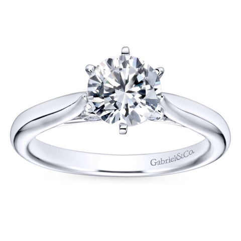 Gabriel Bridal Collection White Gold Solitaire Diamond Engagement Ring with Rounded Shank (0.03 ctw)