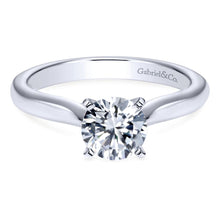Load image into Gallery viewer, Gabriel Bridal Collection White Gold Solitaire Diamond Engagement Ring with Rounded Shank