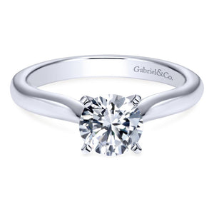 Gabriel Bridal Collection White Gold Solitaire Diamond Engagement Ring with Rounded Shank