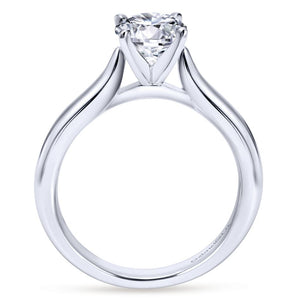 Gabriel Bridal Collection White Gold Solitaire Diamond Engagement Ring with Rounded Shank