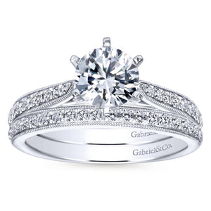 Gabriel Bridal Collection White Gold Diamond Straight Channel and Milgrain Engagement Ring (0.25 ctw)
