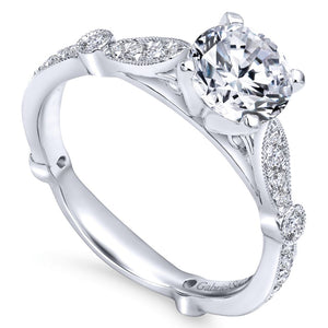 Gabriel Bridal Collection White Gold Diamond Straight Victorian Engagement Ring (0.38 ctw)