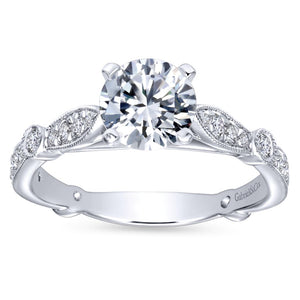 Gabriel Bridal Collection White Gold Diamond Straight Victorian Engagement Ring (0.38 ctw)