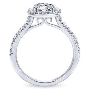 Gabriel Collection White Gold Diamond Round Halo Engagement Ring with Diamond Accent Shank (0.55 ctw)
