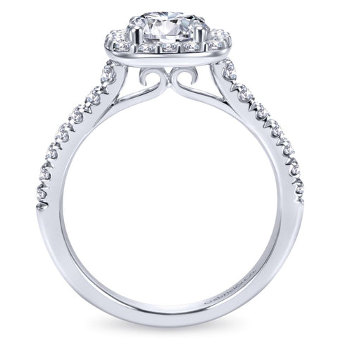 Gabriel Collection White Gold Diamond Round Halo Engagement Ring with Diamond Accent Shank (0.55 ctw)
