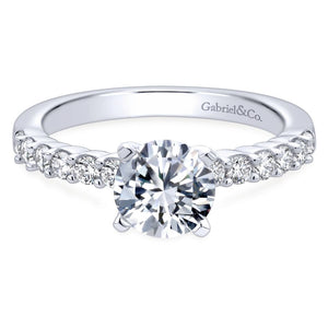 Gabriel Bridal Collection White Gold Diamond Straight Shared Prong Engagement Ring with Peg Head Setting (0.36 ctw)