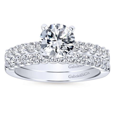 Gabriel Bridal Collection White Gold Diamond Straight Shared Prong Engagement Ring with Peg Head Setting (0.36 ctw)