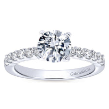 Load image into Gallery viewer, Gabriel Bridal Collection White Gold Diamond Straight Shared Prong Engagement Ring with Peg Head Setting (0.36 ctw)