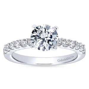Gabriel Bridal Collection White Gold Diamond Straight Shared Prong Engagement Ring with Peg Head Setting (0.36 ctw)