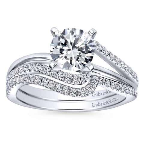 Gabriel Bridal Collection White Gold Diamond Diamond Accent Bypass Engagement Ring (0.2 ctw)