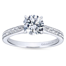 Load image into Gallery viewer, Gabriel Bridal Collection White Gold Straight Milgrain and Hand Etched Engagement Ring