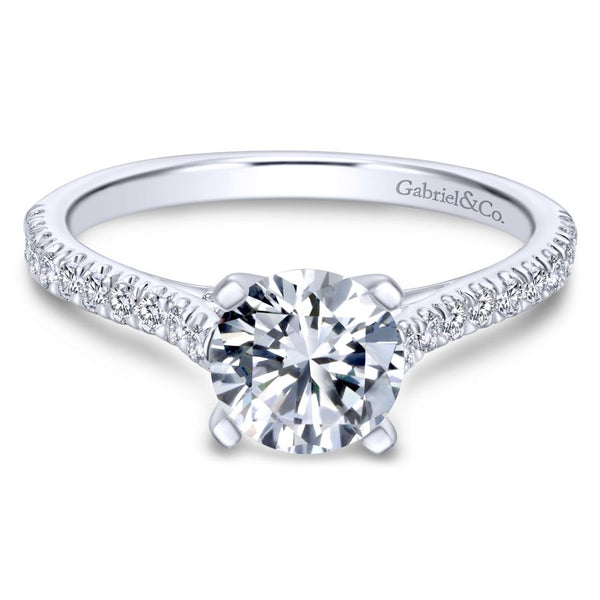 Gabriel Bridal Collection White Gold Diamond Straight Diamond Accent Engagement Ring with Cathedral Setting (0.25 ctw)
