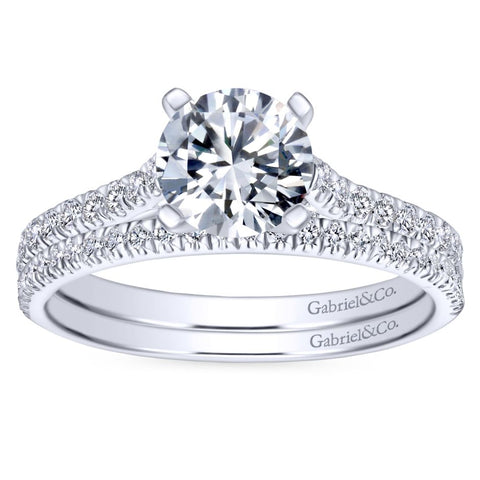Gabriel Bridal Collection White Gold Diamond Straight Diamond Accent Engagement Ring with Cathedral Setting (0.25 ctw)