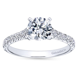Gabriel Bridal Collection White Gold Diamond Straight Engagement Ring with Bold Diamond Accent Shank (0.54 ctw)
