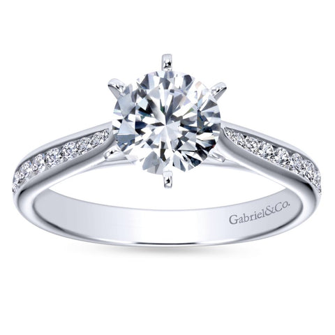 Gabriel Bridal Collection White Gold Diamond Straight Engagement Ring with Channel Setting (0.33 ctw)