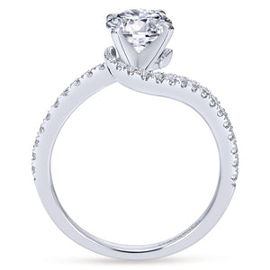 Gabriel Bridal Collection White Gold Diamond French Diamond Accent Bypass Engagement Ring (0.3 ctw)