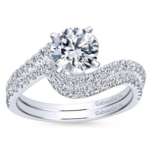 Gabriel Bridal Collection White Gold Diamond French Diamond Accent Bypass Engagement Ring (0.3 ctw)