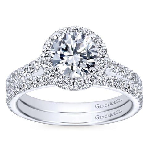 Gabriel Bridal Collection White Gold Halo Engagement Ring (0.65 ctw)