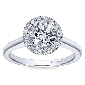 Gabriel Bridal Collection White Gold Diamond Diamond Accent Halo Rounded Shank Engagement Ring (0.28 ctw)