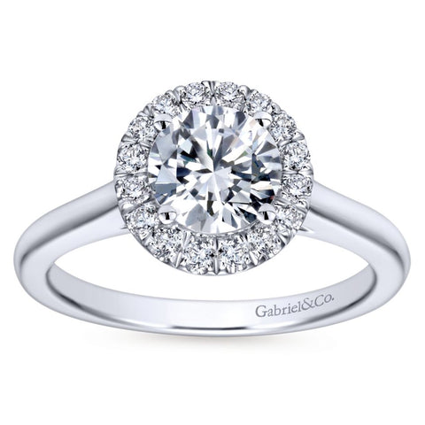 Gabriel Bridal Collection White Gold Diamond Diamond Accent Halo Rounded Shank Engagement Ring (0.28 ctw)