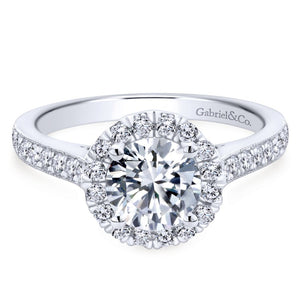 Gabriel Bridal Collection White Gold Round Diamond Halo Engagement Ring with Channel Setting (0.47 ctw)