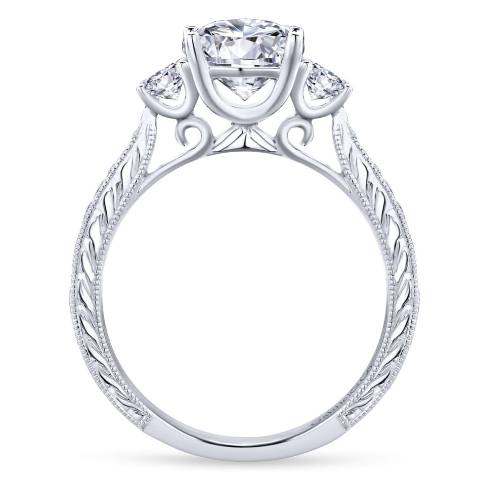 Gabriel Bridal Collection White Gold Diamond Channel and Hand Cut Etch