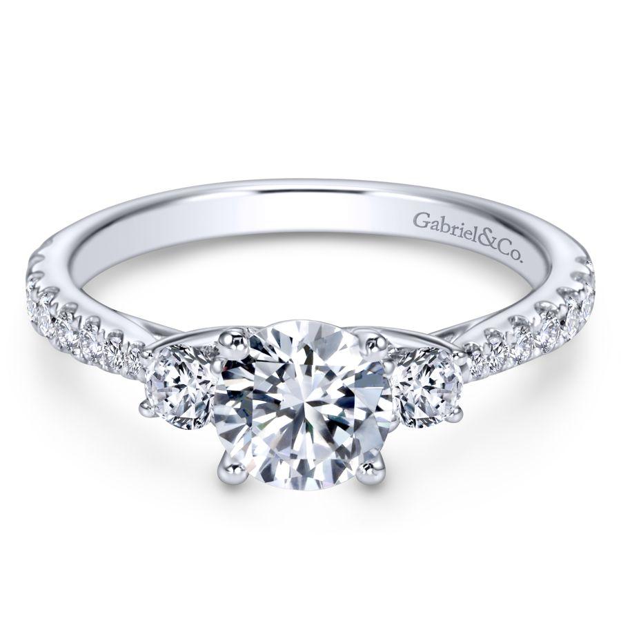Gabriel Contemporary Collection White Gold 3-Stone Engagement Ring (0.48 CTW)