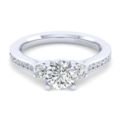 Gabriel Contemporary Collection White Gold 3-Stone Engagement Ring (0.42 CTW)