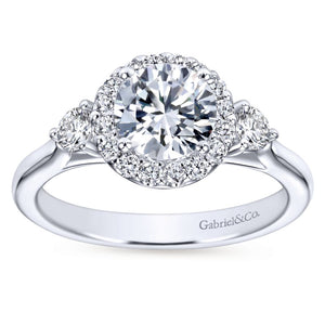 Gabriel Bridal Collection White Gold Diamond Round Diamond Accent Halo Engagement Ring and Side Stone Setting (0.42 ctw)