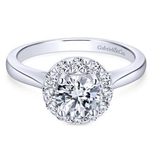 Gabriel Bridal Collection White Gold Diamond Halo Rounded Shank Engagement Ring (0.36 ctw)