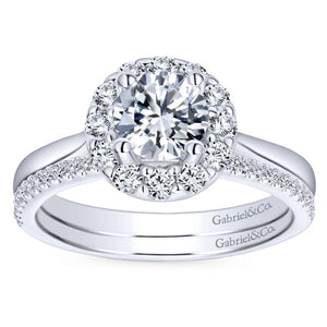 Gabriel Bridal Collection White Gold Diamond Halo Rounded Shank Engagement Ring (0.36 ctw)